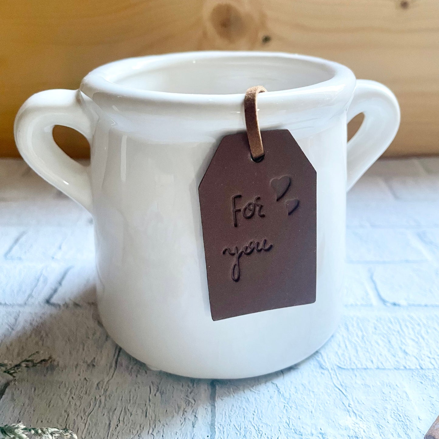 "For You" White Pot, Indoor Planter or Candle or Tea Light Holder, 8cm