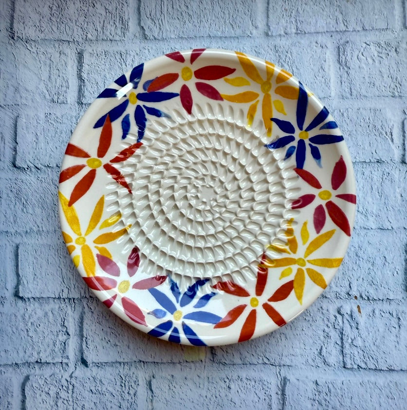 Handmade Ceramic Garlic, Ginger and Vegetable Grater Plate and with Brush (Optional), Garlic Grater Plate