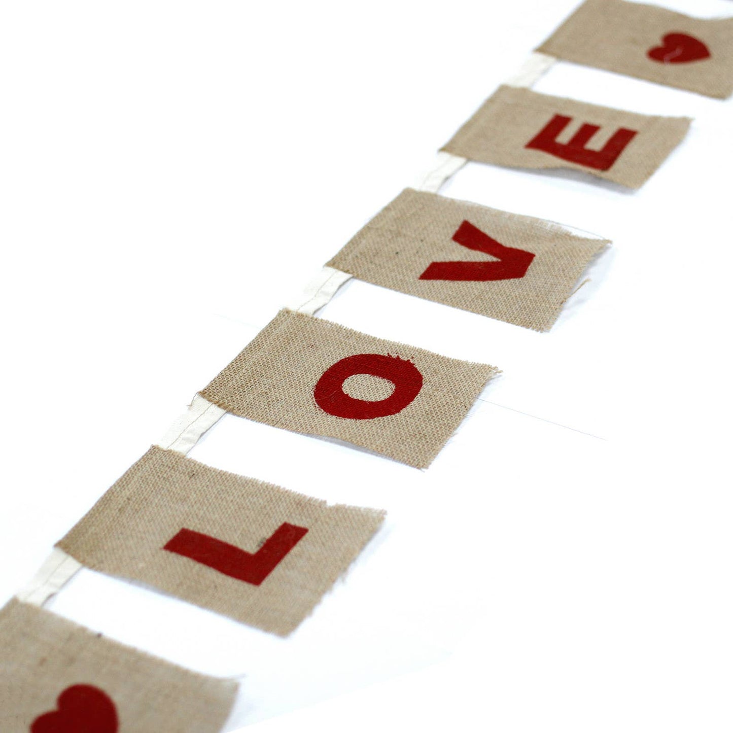 Natural Bunting I LOVE YOU, fabric bunting 2.6 meters,