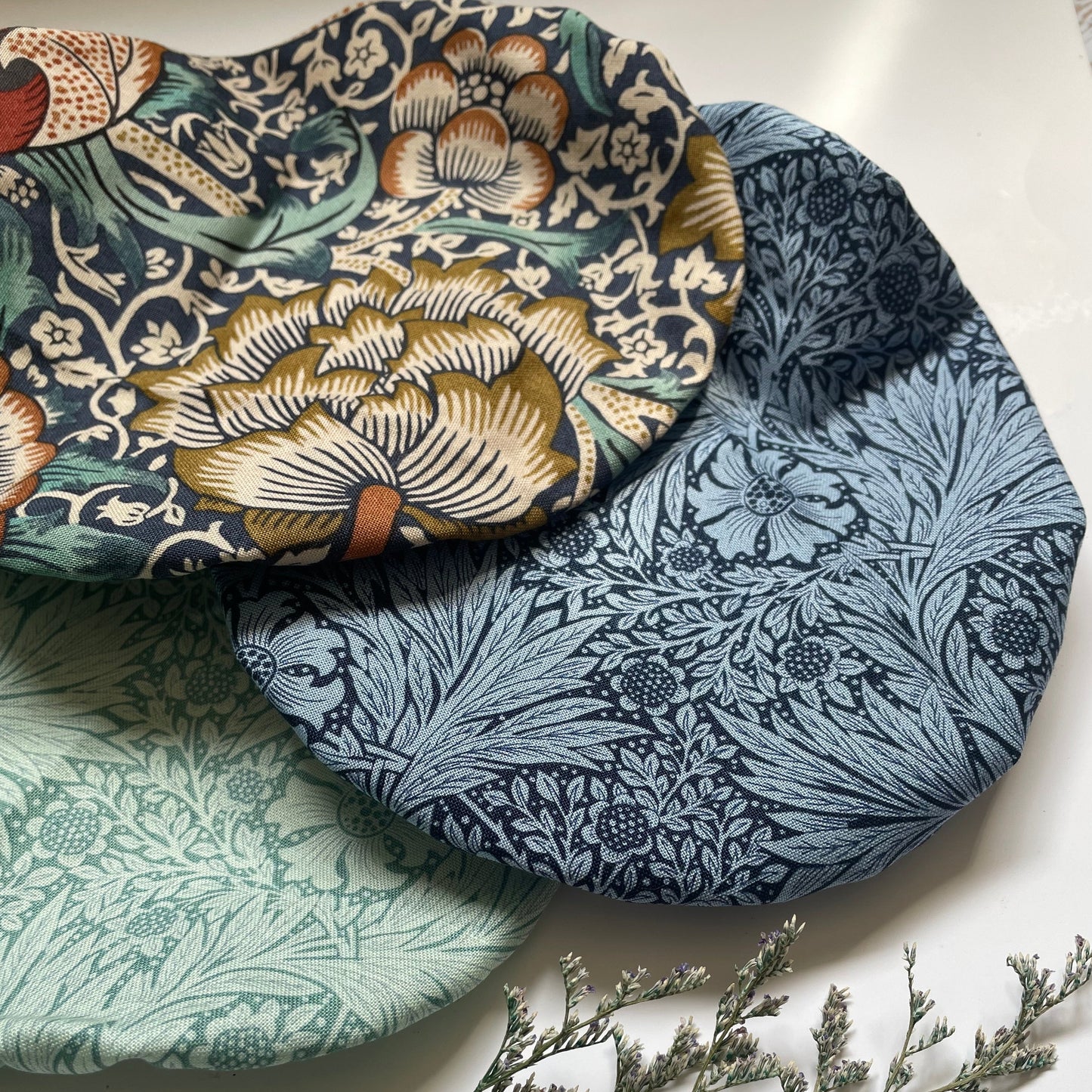 3 Handmade Reusable Bowl Covers in William Morris Fabrics, Eco Friendly Food Cover, Plastic Free Clingfilm, Ideal Christmas Gift