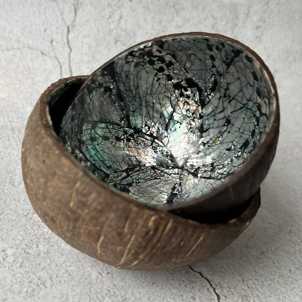 Coconut Shell Bowl with Abalone Inlay