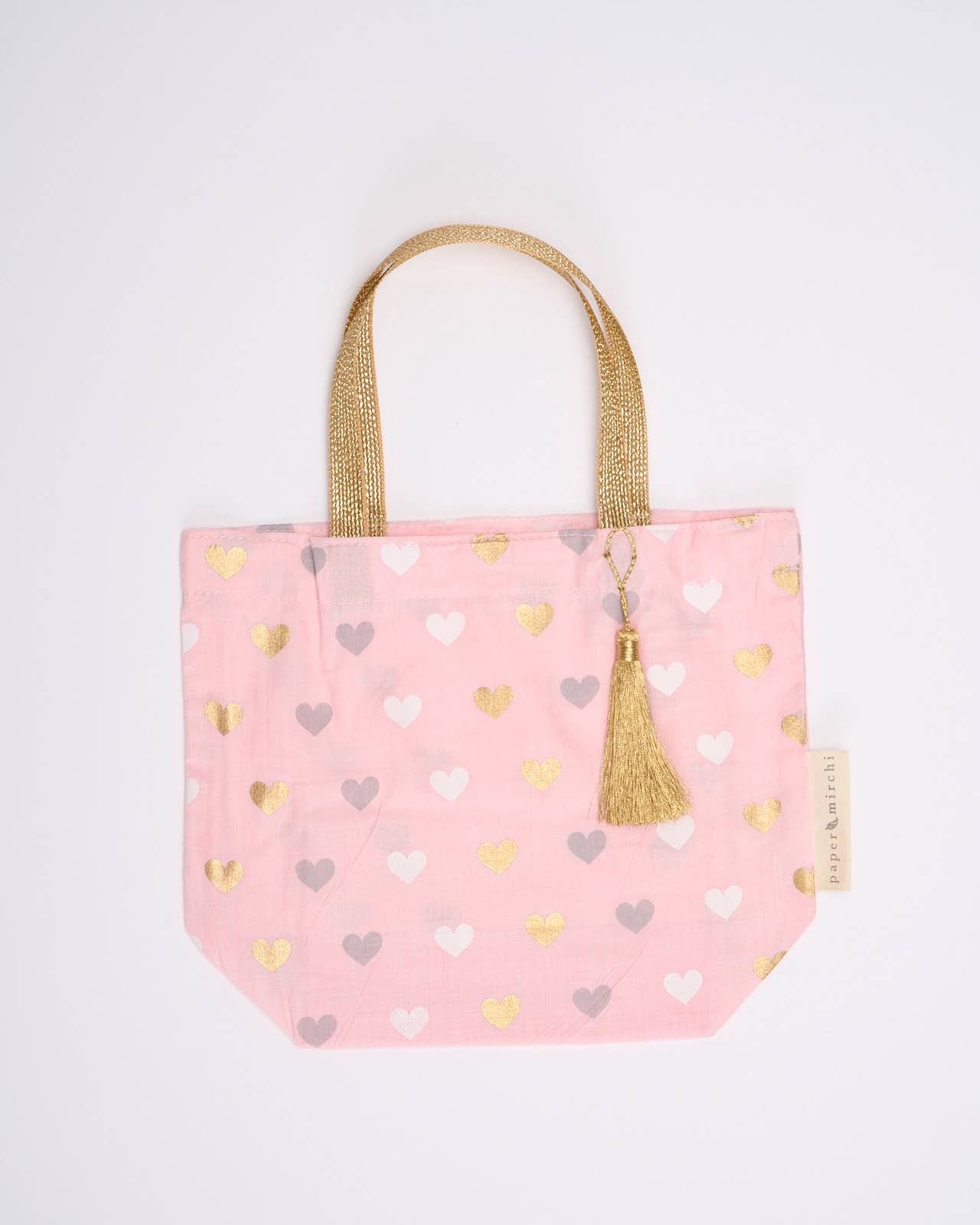 Reusable Fabric Gift Bags Tote Style - Hand-Block Printed Medium - H19cm x W23cm x D9cm / Safari