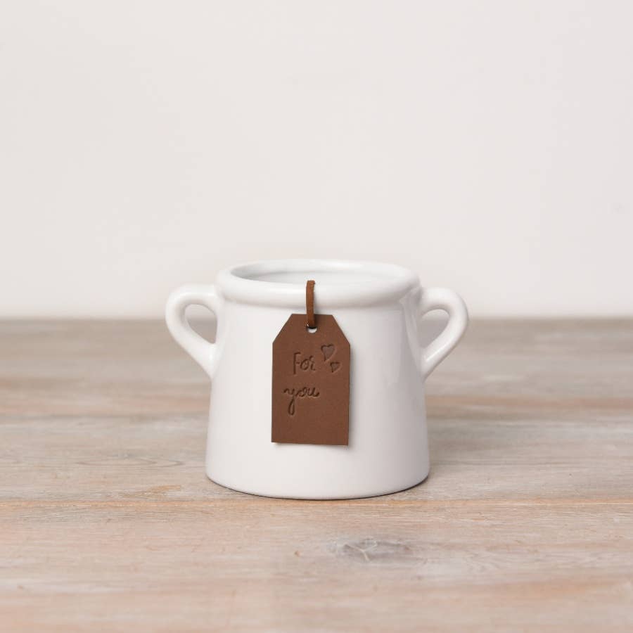 "For You" White Pot, Indoor Planter or Candle or Tea Light Holder, 8cm
