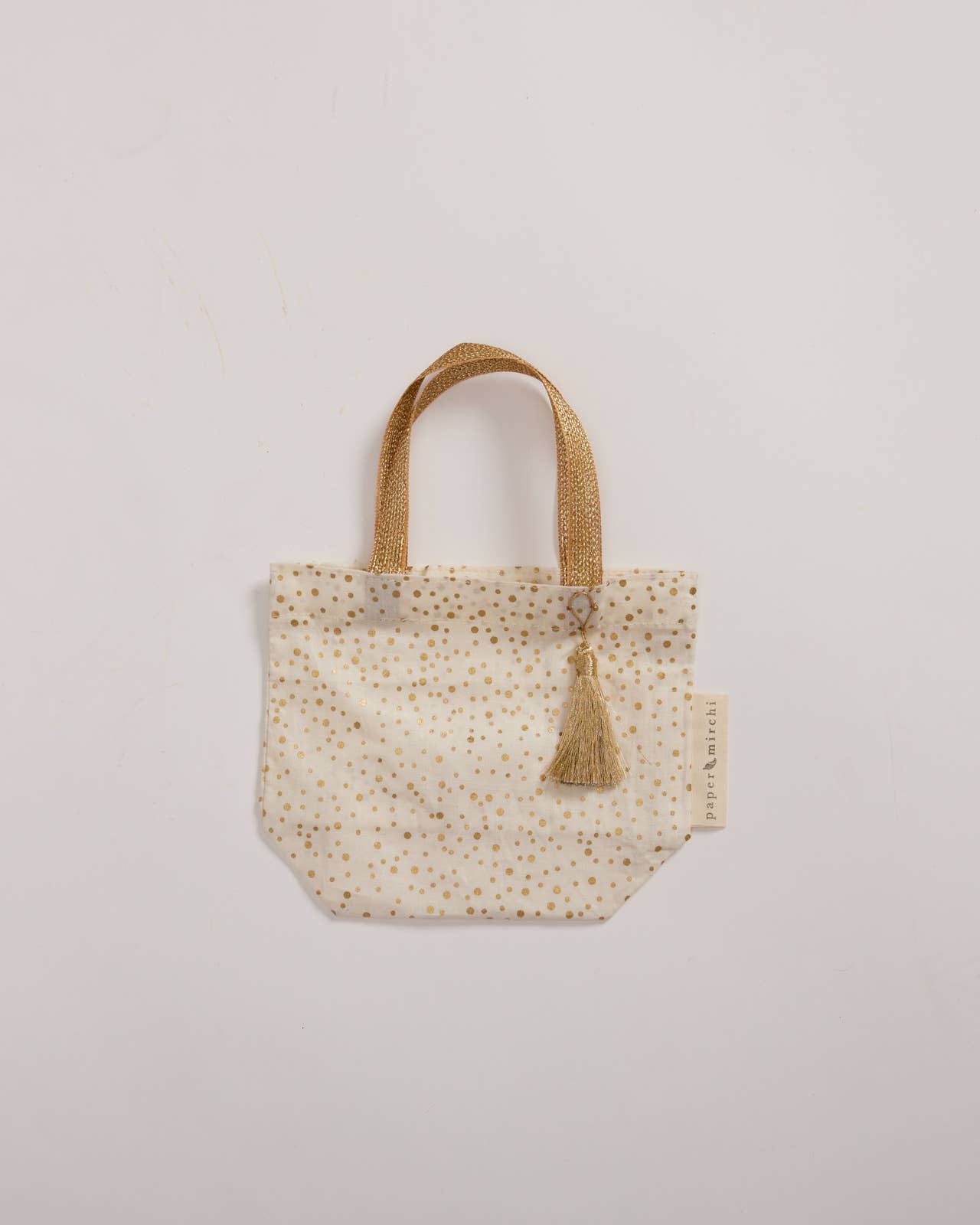 Reusable Fabric Gift Bags Tote Style - Hand-Block Printed Medium - H19cm x W23cm x D9cm / Safari