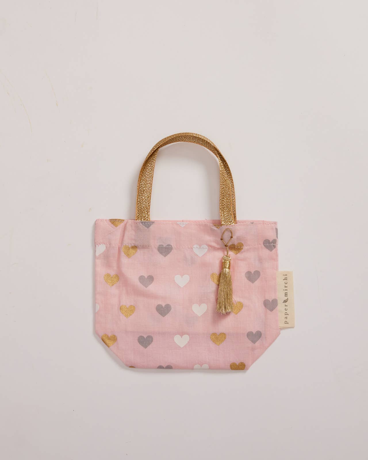 Reusable Fabric Gift Bags Tote Style - Hand-Block Printed Medium - H19cm x W23cm x D9cm / Safari