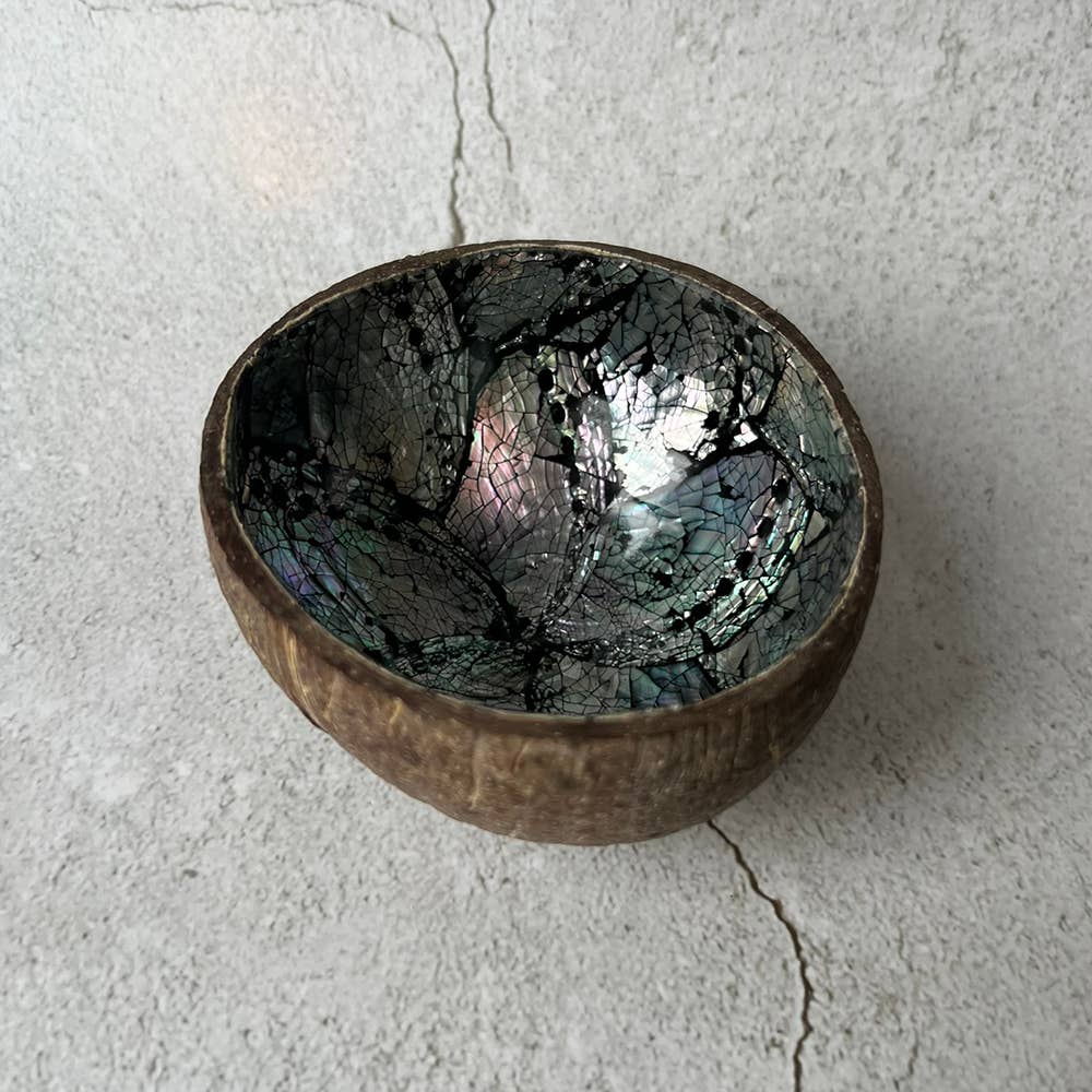 Coconut Shell Bowl with Abalone Inlay