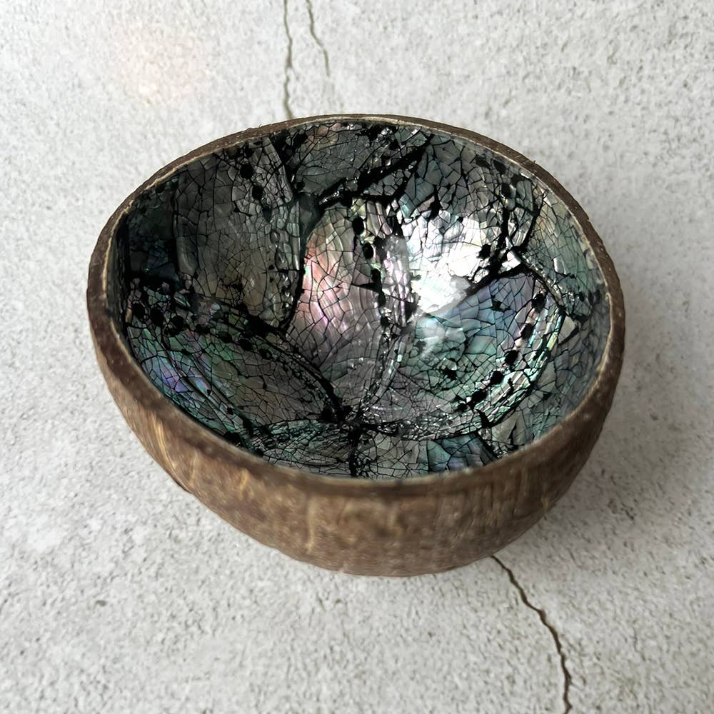 Coconut Shell Bowl with Abalone Inlay