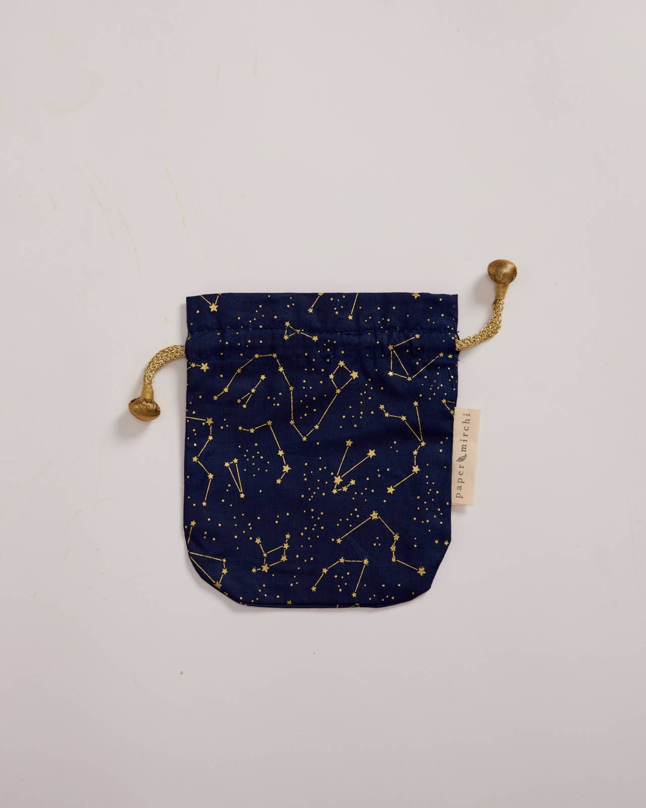 Reusable Fabric Gift Bags Double Drawstring - Hand Block Printed - Large - H33cm x W29cm / Night Sky