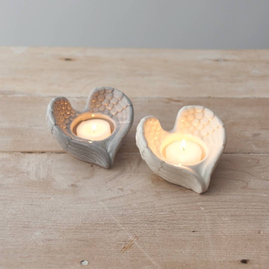 Angel Wing T-light Holder with Flameless Tea Light included, 9cm