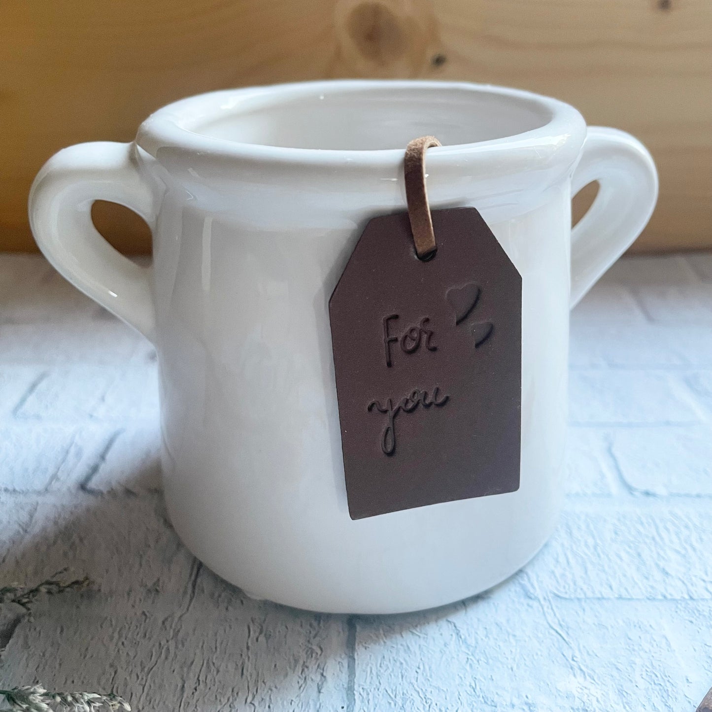 "For You" White Pot, Indoor Planter or Candle or Tea Light Holder, 8cm