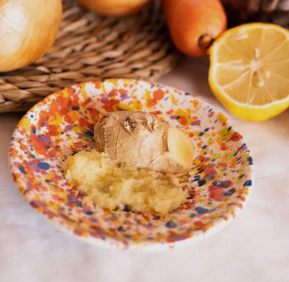 Handmade Ceramic Garlic, Ginger and Vegetable Grater Plate and with Brush (Optional), Garlic Grater Plate