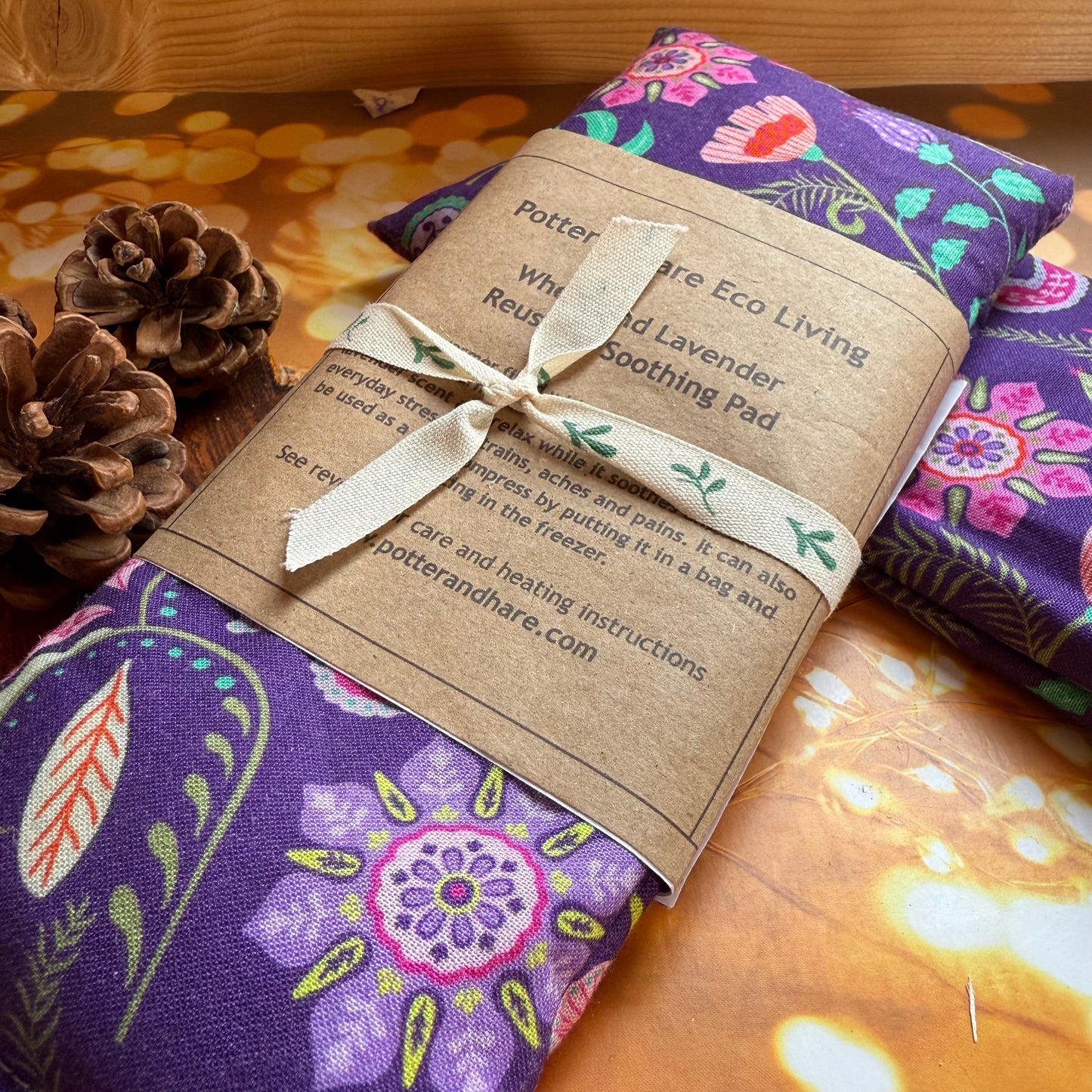 Purple Floral Fabric Reusable Wheat and Lavender Heat or Chill Pad |Heat Packs | Weighted Aromatherapy Eye Pillow