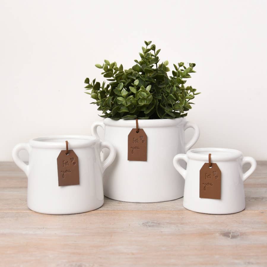 "For You" White Pot, Indoor Planter or Candle or Tea Light Holder, 8cm