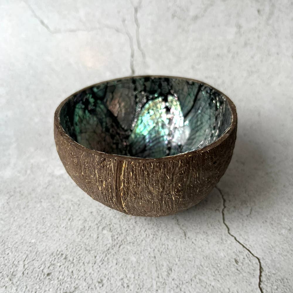 Coconut Shell Bowl with Abalone Inlay