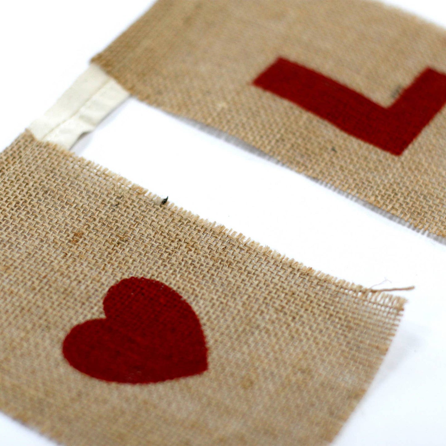 Natural Bunting I LOVE YOU, fabric bunting 2.6 meters,