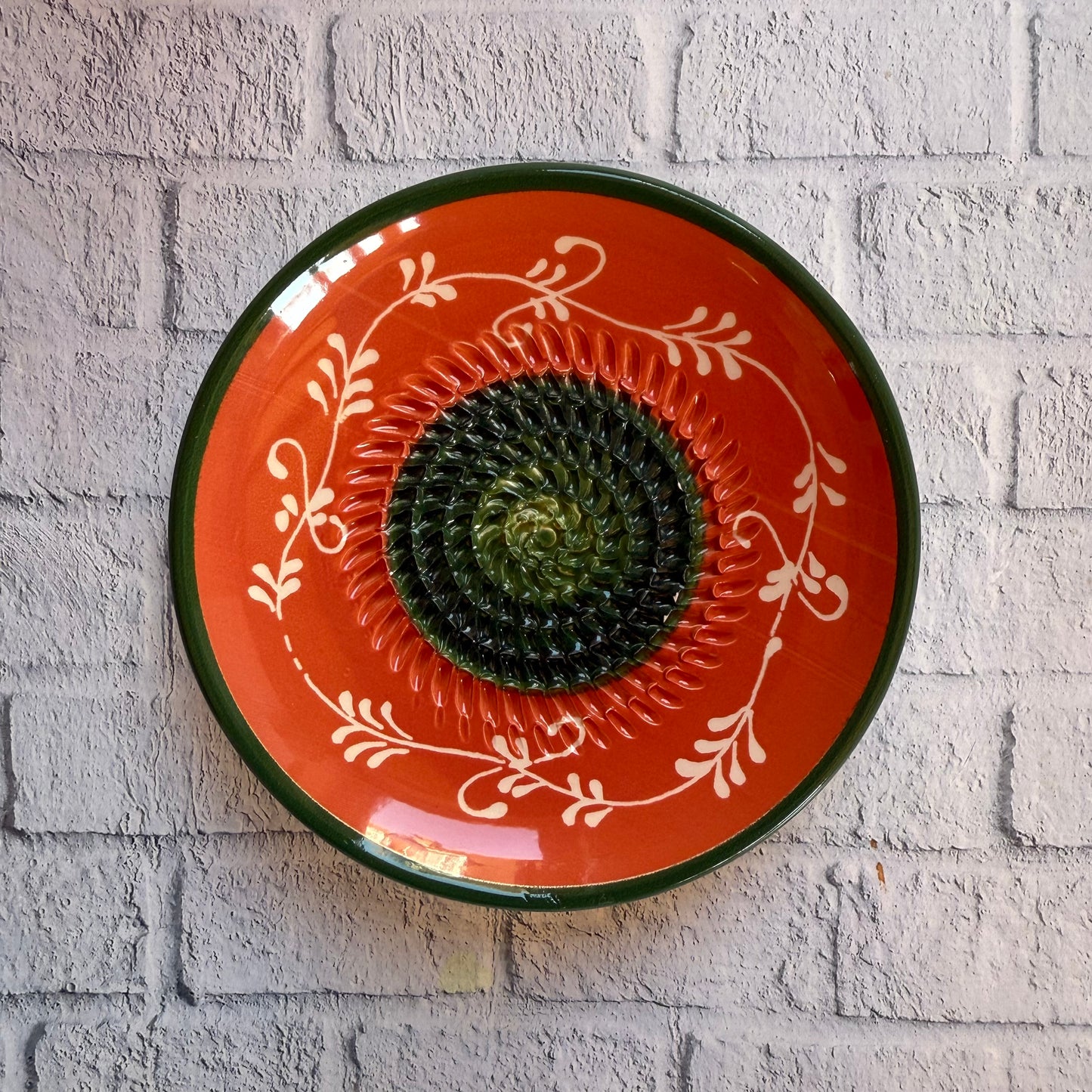 Handmade Ceramic Garlic, Ginger and Vegetable Grater Plate and with Brush (Optional), Garlic Grater Plate Red and Green
