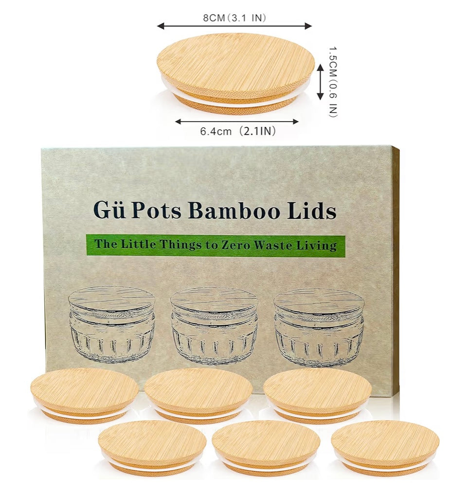 Bamboo Lids for Gu Type Dessert Dishes, Set of 4