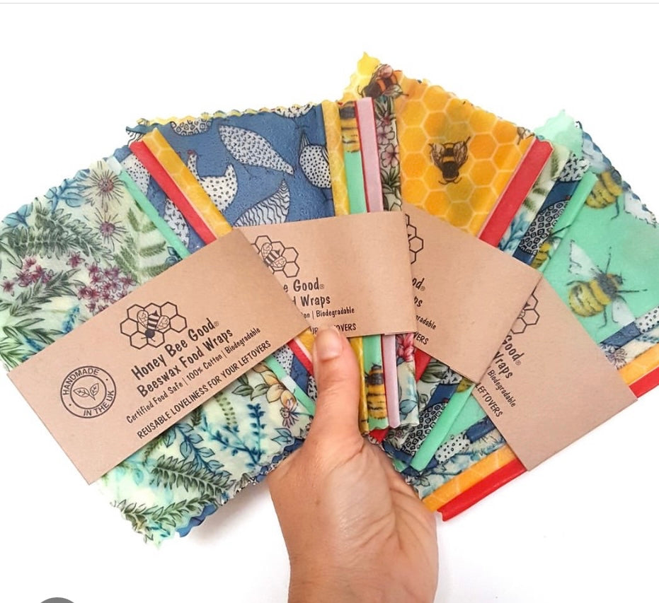 Pretty Print Set of 3 (S,M,L) Beeswax Wraps | Eco Friendly Sandwich Wraps