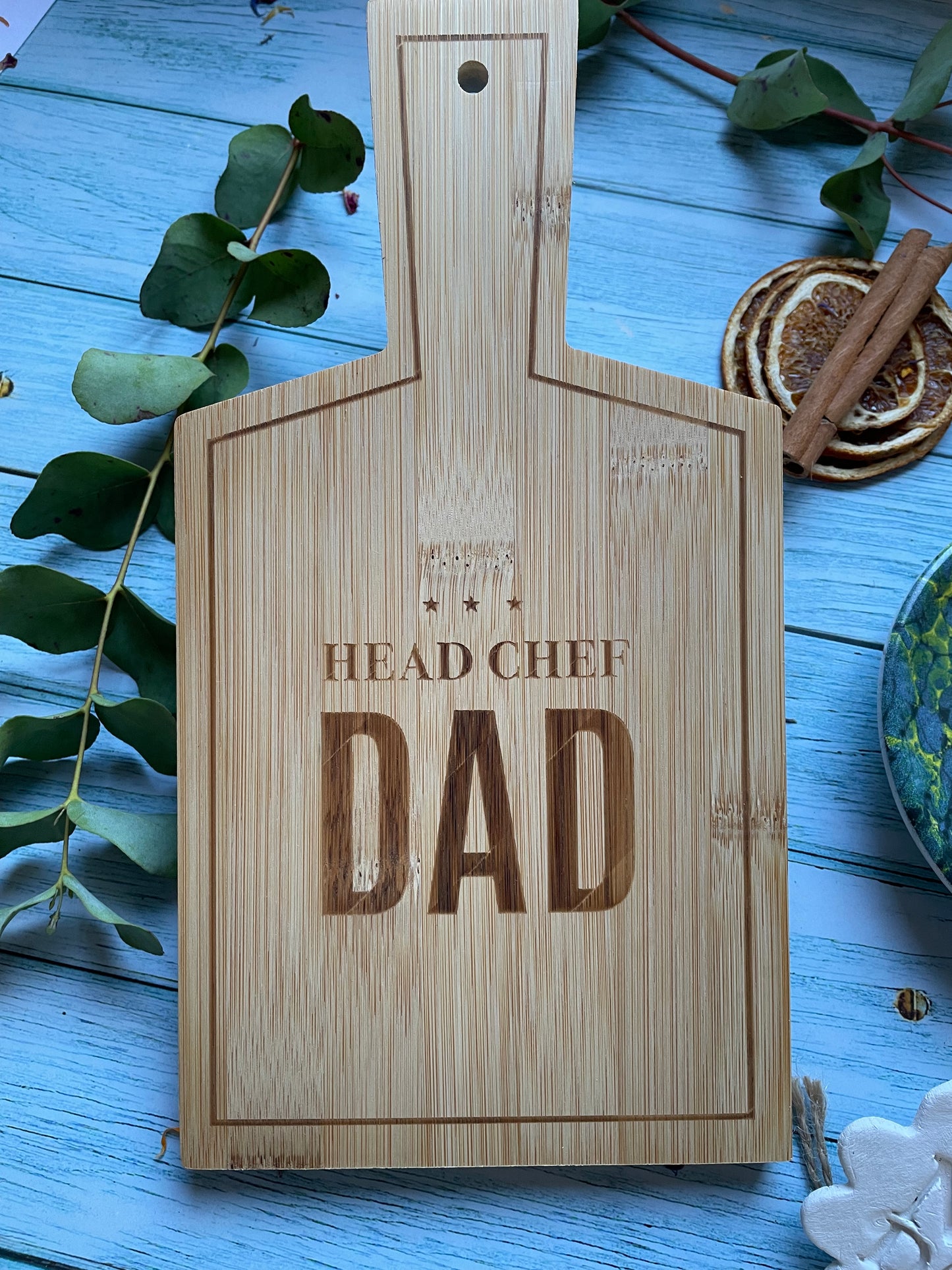 Head Chef Dad Bamboo Serving Board, Birthday Gift for Dad