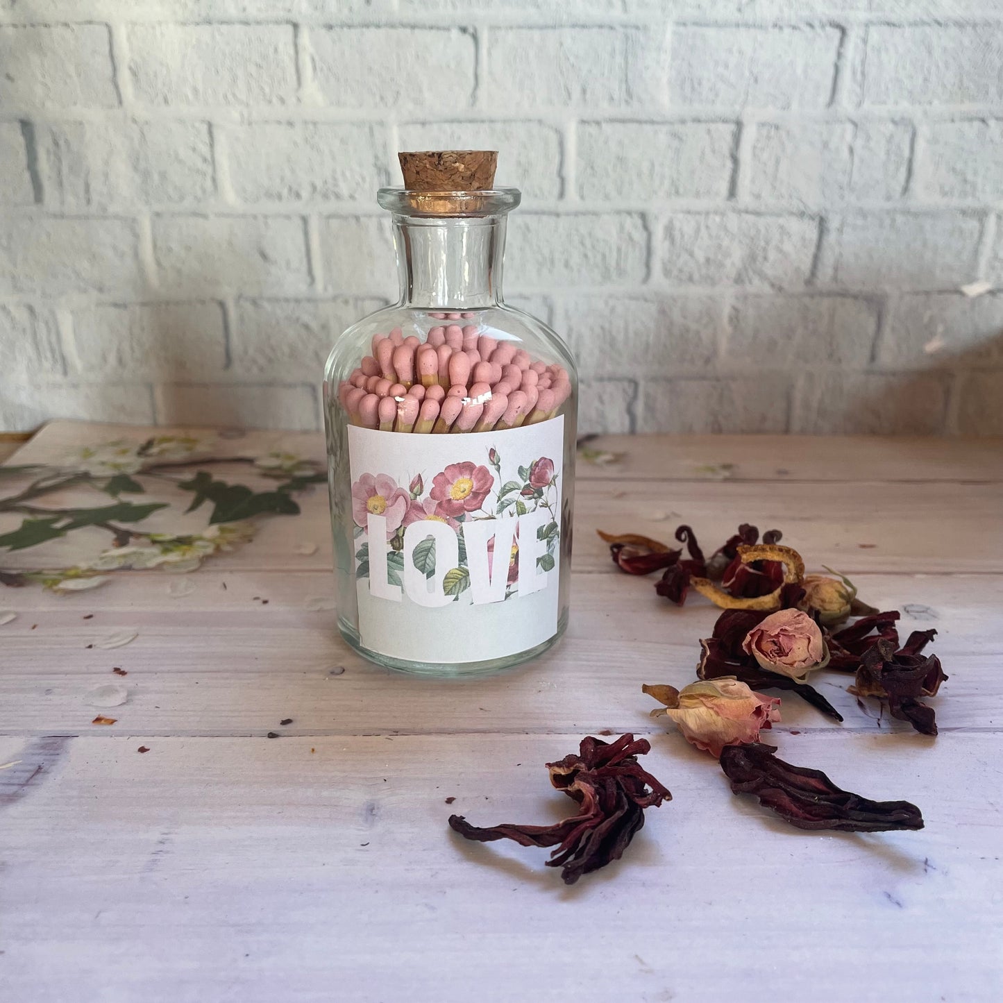Sending Love Glass Jar of Coloured Matches, Mother’s Day, Bridal Shower, New Home, Shabbat, Shana Tova, Wedding Favours, Valentines Gift