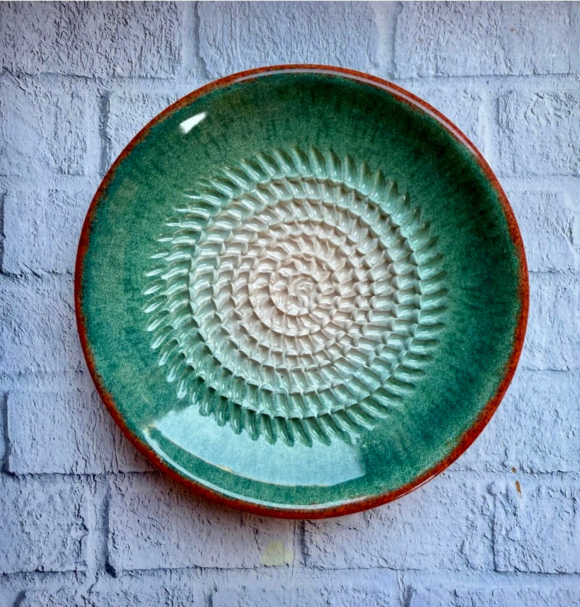 Handmade Ceramic Garlic, Ginger and Vegetable Grater Plate and with Brush (Optional), Garlic Grater Plate