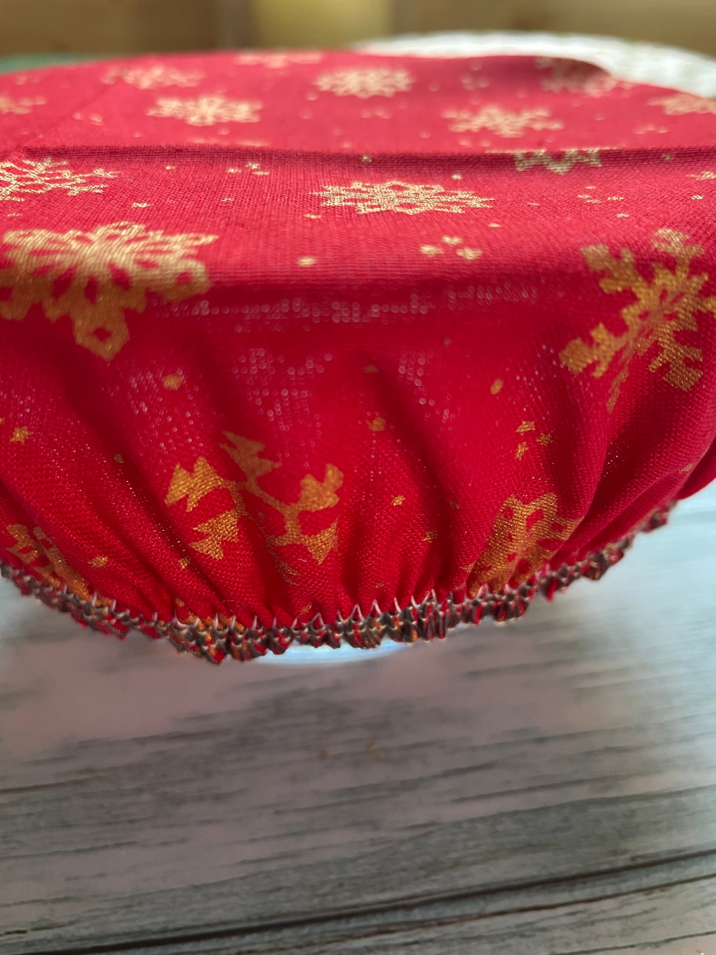 Set of Three Handmade Christmas Cotton Bowl Covers, Bowl Covers with Elastic, Eco Friendly Food Coverings