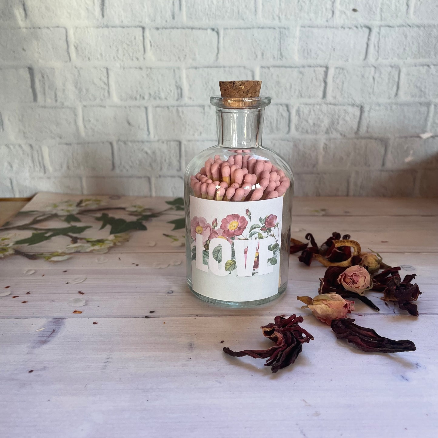 Sending Love Glass Jar of Coloured Matches, Mother’s Day, Bridal Shower, New Home, Shabbat, Shana Tova, Wedding Favours, Valentines Gift