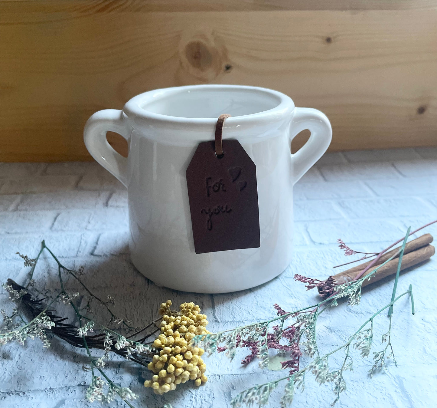 "For You" White Pot, Indoor Planter or Candle or Tea Light Holder, 8cm
