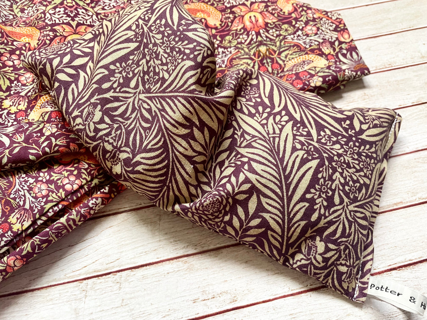 William Morris Fabric Reusable Wheat and Lavender Heat or Chill Pad |Heat Packs | Weighted Aromatherapy Eye Pillow