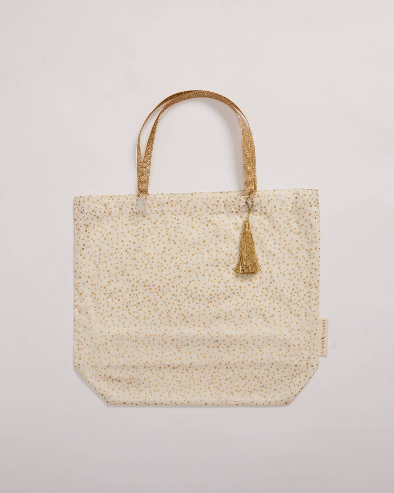 Reusable Fabric Gift Bags Tote Style - Hand-Block Printed Medium - H19cm x W23cm x D9cm / Safari
