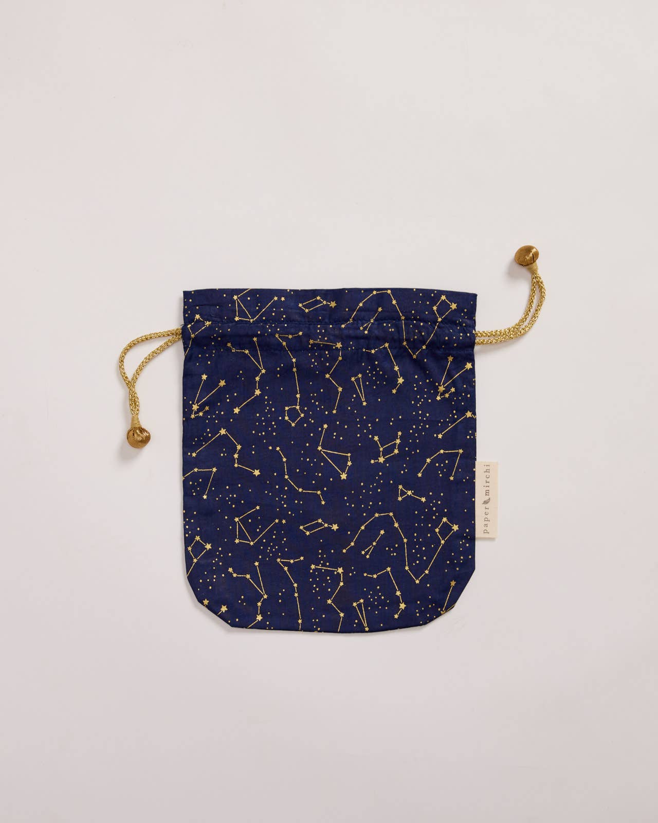 Reusable Fabric Gift Bags Double Drawstring - Hand Block Printed - Large - H33cm x W29cm / Night Sky