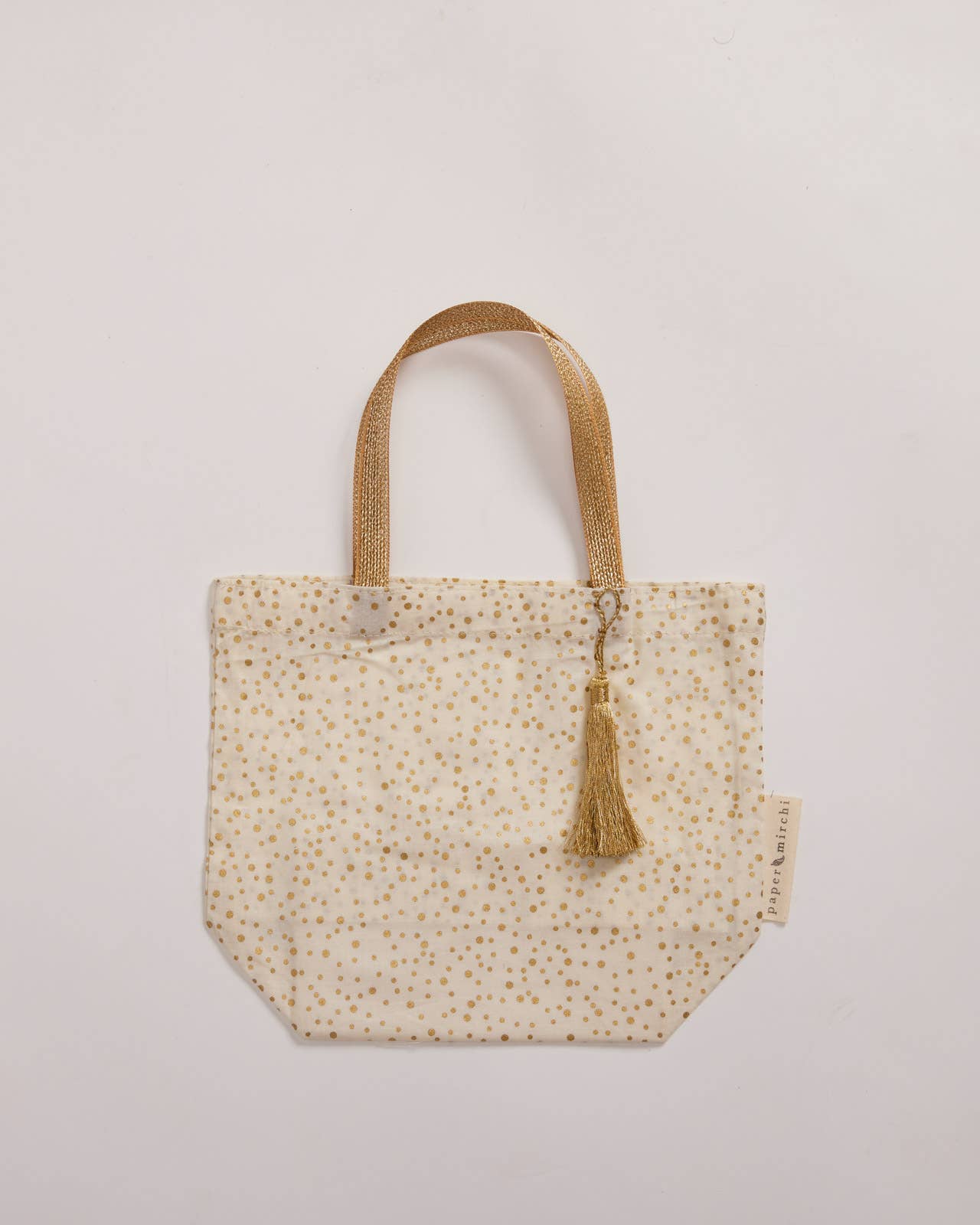 Reusable Fabric Gift Bags Tote Style - Hand-Block Printed Medium - H19cm x W23cm x D9cm / Safari