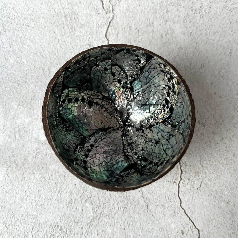 Coconut Shell Bowl with Abalone Inlay