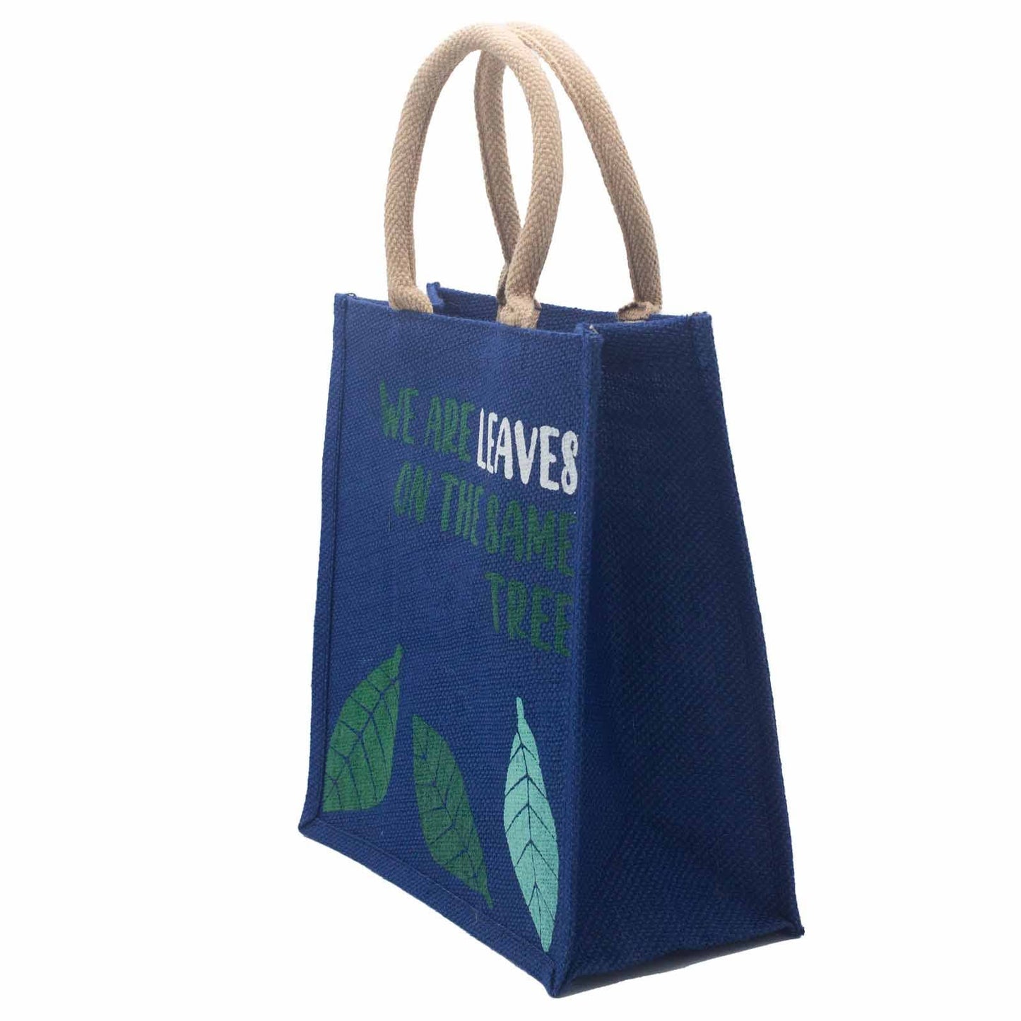 Set of 3 "We are Leaves on the Same Tree" Printed Jute Bags