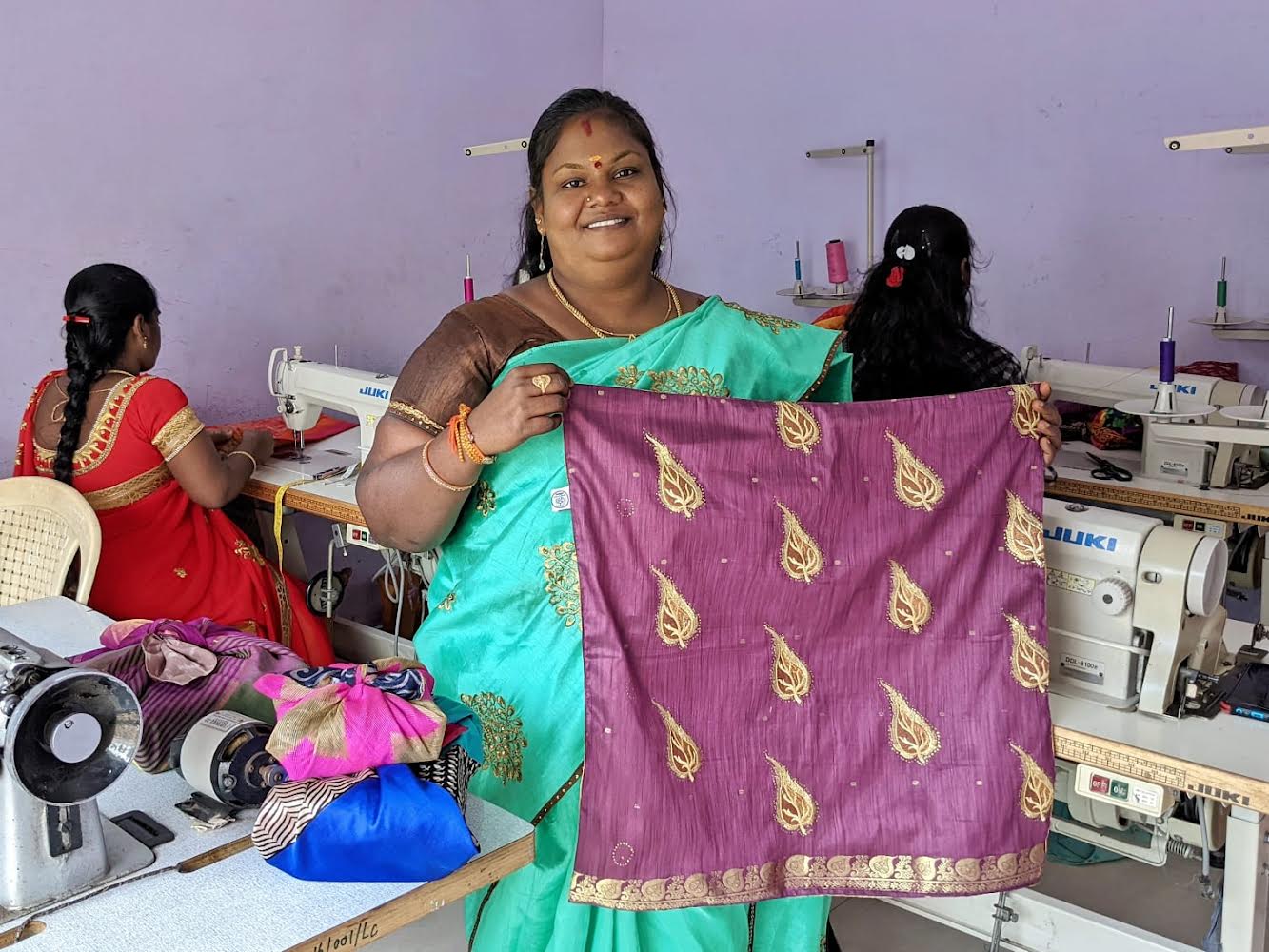 Handmade Fabric Gift Wrap 70cm x 70cm made by hand in India from recycled saris - Christmas Eco Wrapping