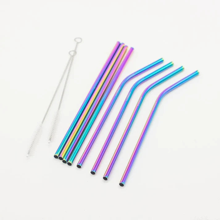 Metal Drinking Straws - Iridescent - Choose Straight or Curved