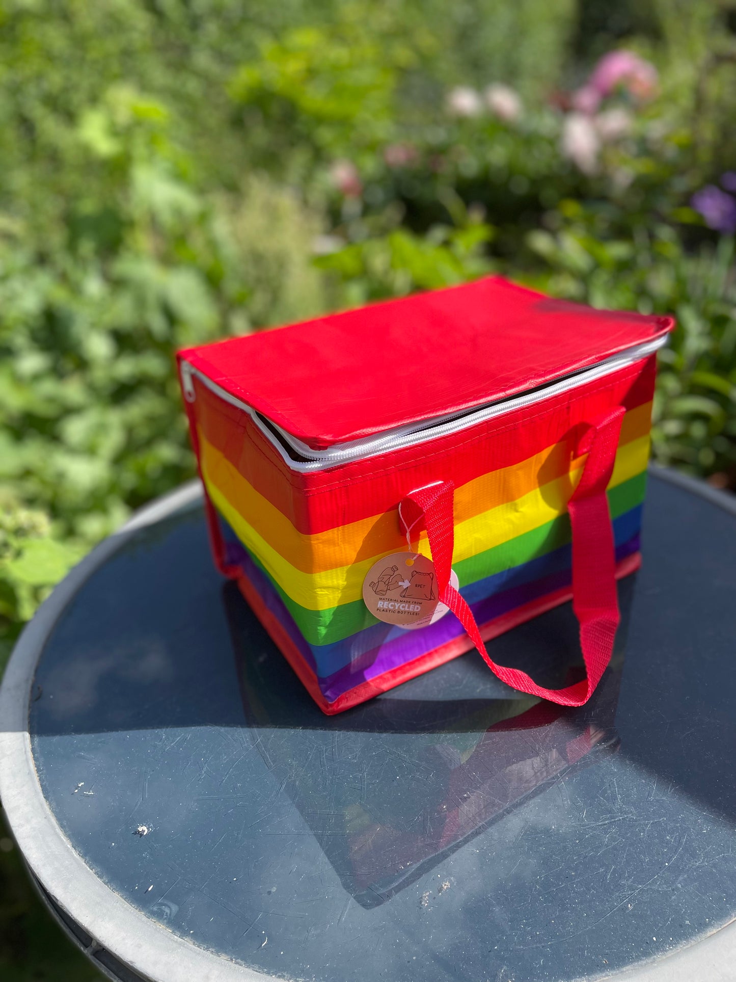 Rainbow Design Picnic Cool Bag made from Recycled Plastic Bottles - Insulated Lunch Bag | LGBTQ+ and Pride Gifts