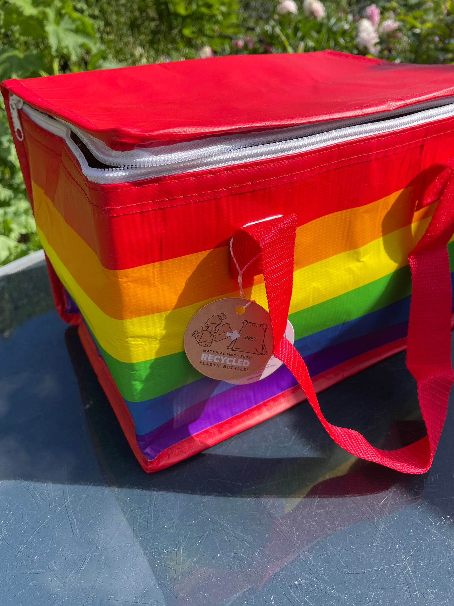 Rainbow Design Picnic Cool Bag made from Recycled Plastic Bottles - Insulated Lunch Bag | LGBTQ+ and Pride Gifts