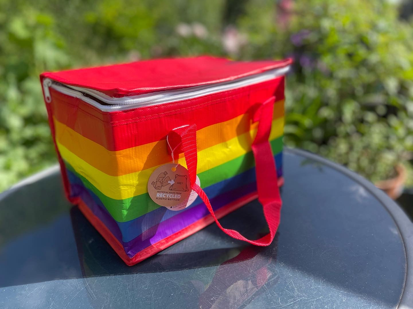 Rainbow Design Picnic Cool Bag made from Recycled Plastic Bottles - Insulated Lunch Bag | LGBTQ+ and Pride Gifts