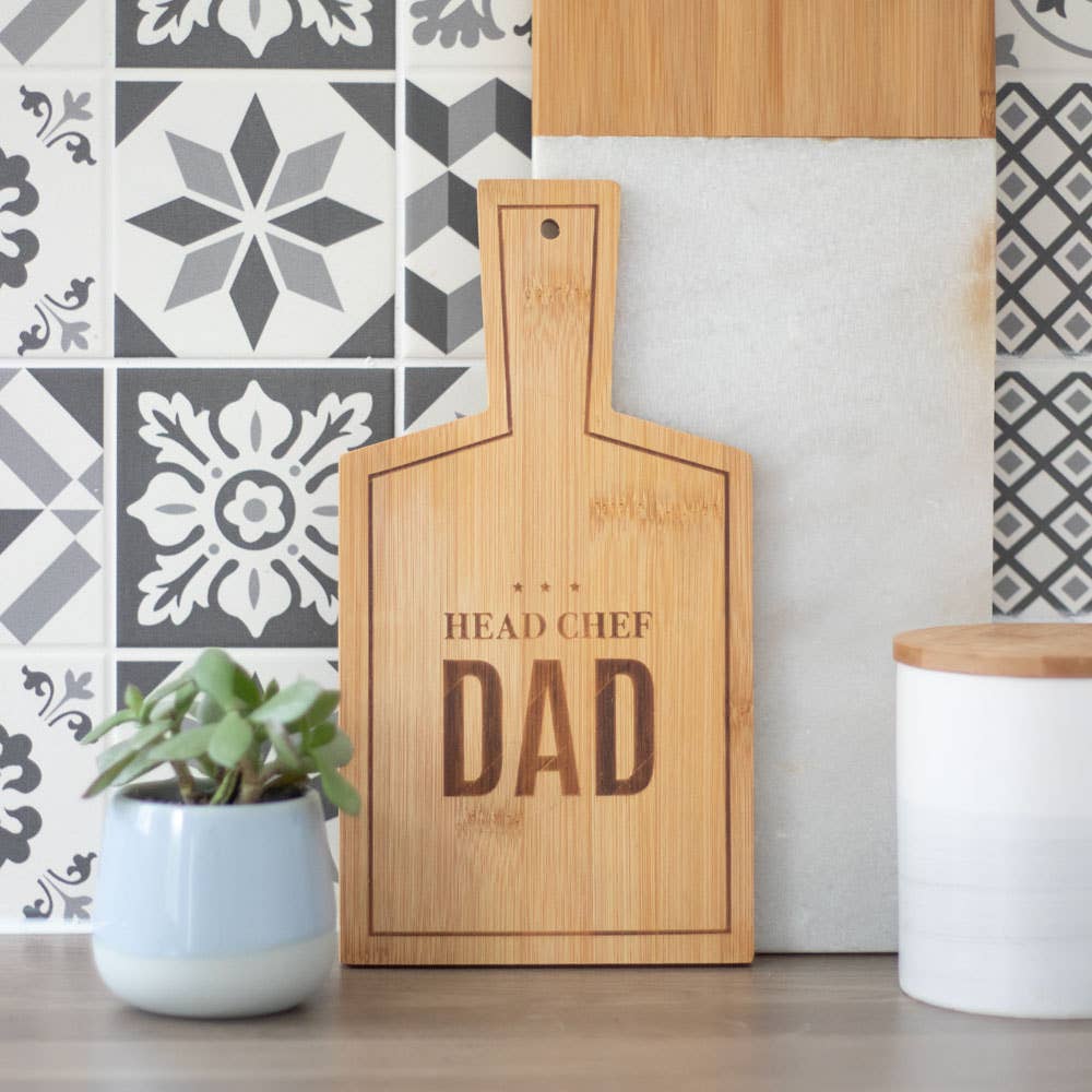 Head Chef Dad Bamboo Serving Board, Birthday Gift for Dad