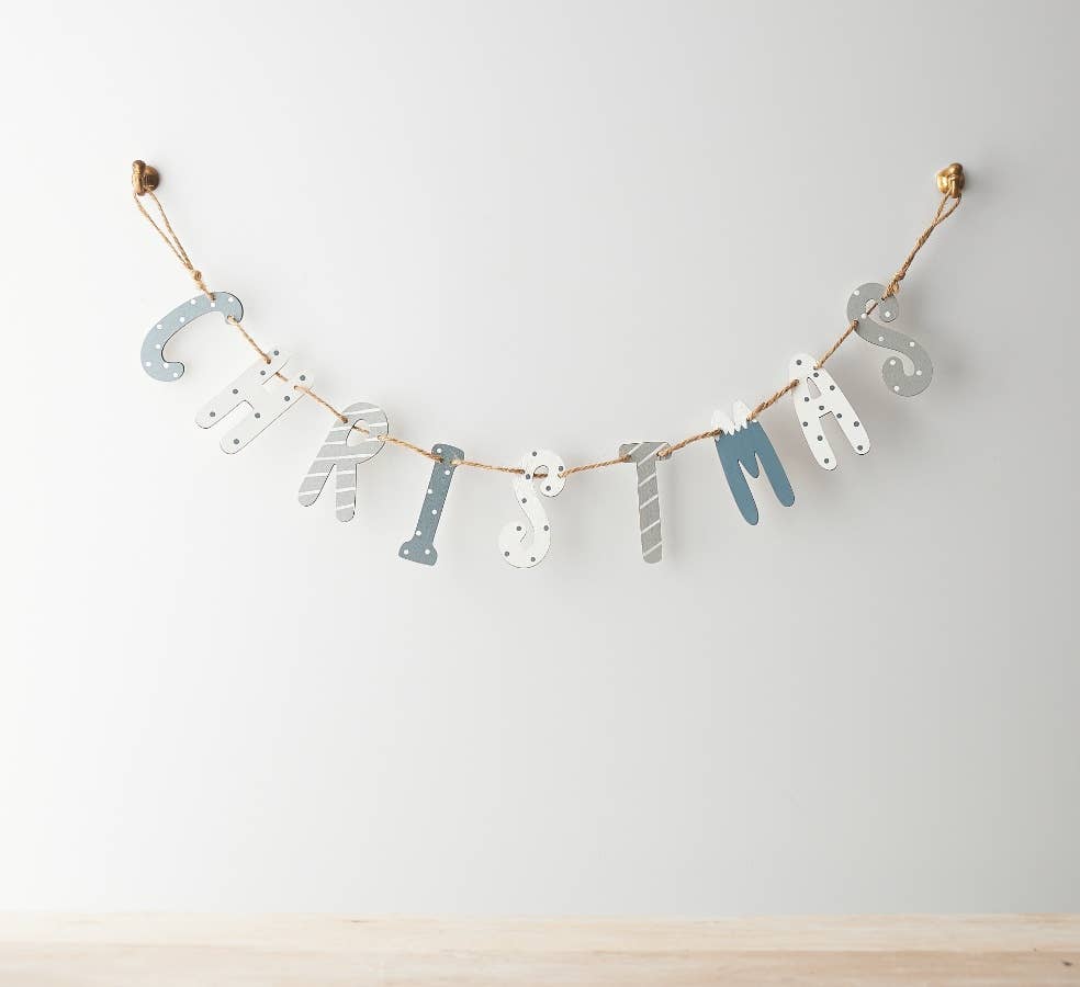 Wooden Christmas Garland, White