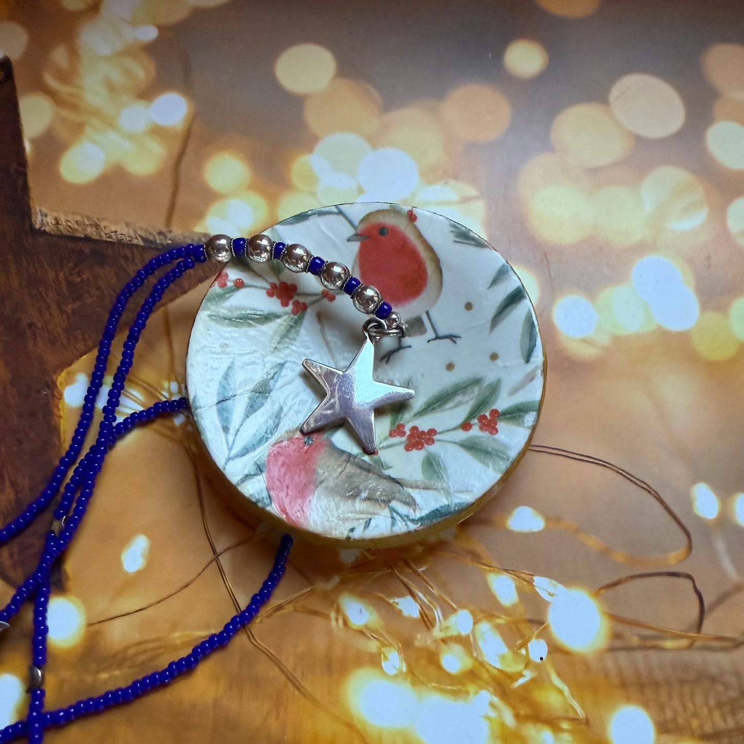 Handmade and Decorated Christmas Robin Trinket Dish, Ceramic Jewellery Tray