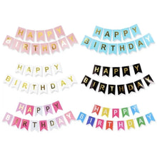 Load image into Gallery viewer, Paper Happy Birthday Bunting Banner, Pastel Party Decoration, Garland, Hanging Letters
