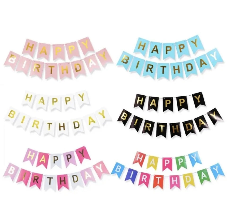 Paper Happy Birthday Bunting Banner, Pastel Party Decoration, Garland, Hanging Letters
