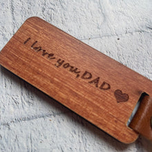 Load image into Gallery viewer, Pear Wood I love you Dad wooden keyring
