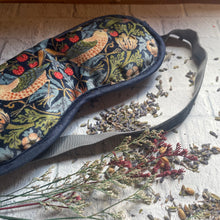 Load image into Gallery viewer, William Morris Strawberry Thief Lavender and Velvet Boxed Sleep Mask
