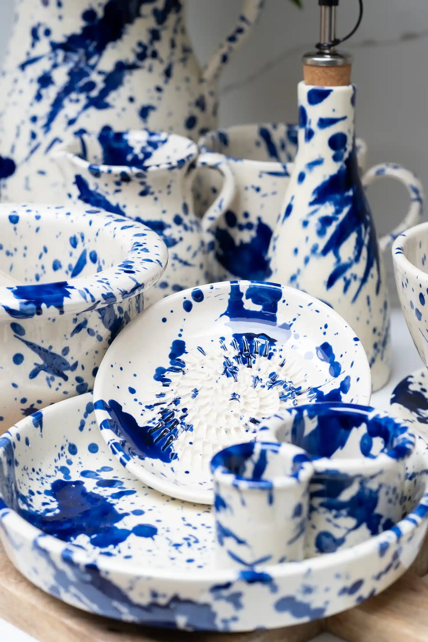 ABS Pottery - Garlic Grater Blue Splatter