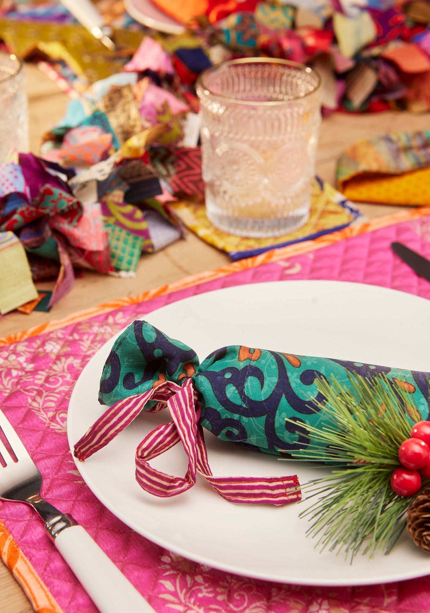 Recycled Sari Reusable Single Cracker