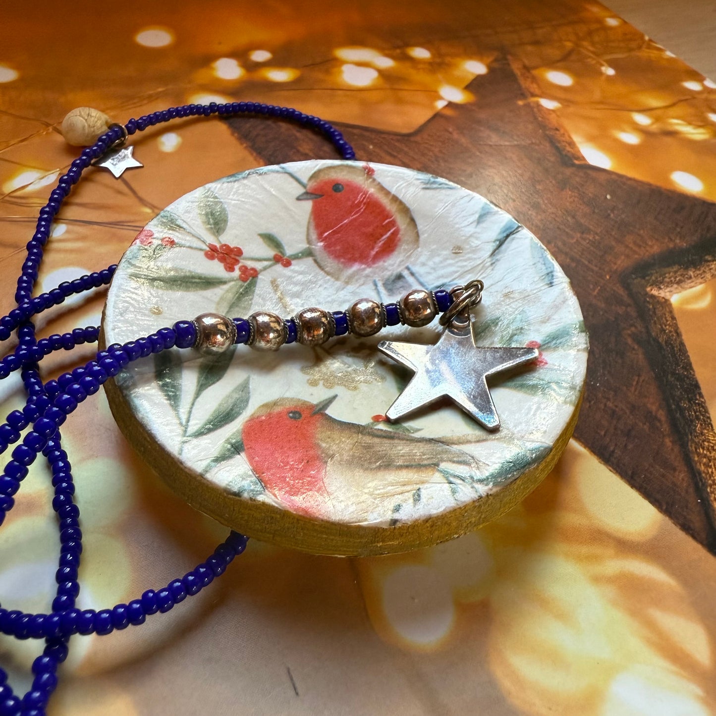 Handmade and Decorated Christmas Robin Trinket Dish, Ceramic Jewellery Tray