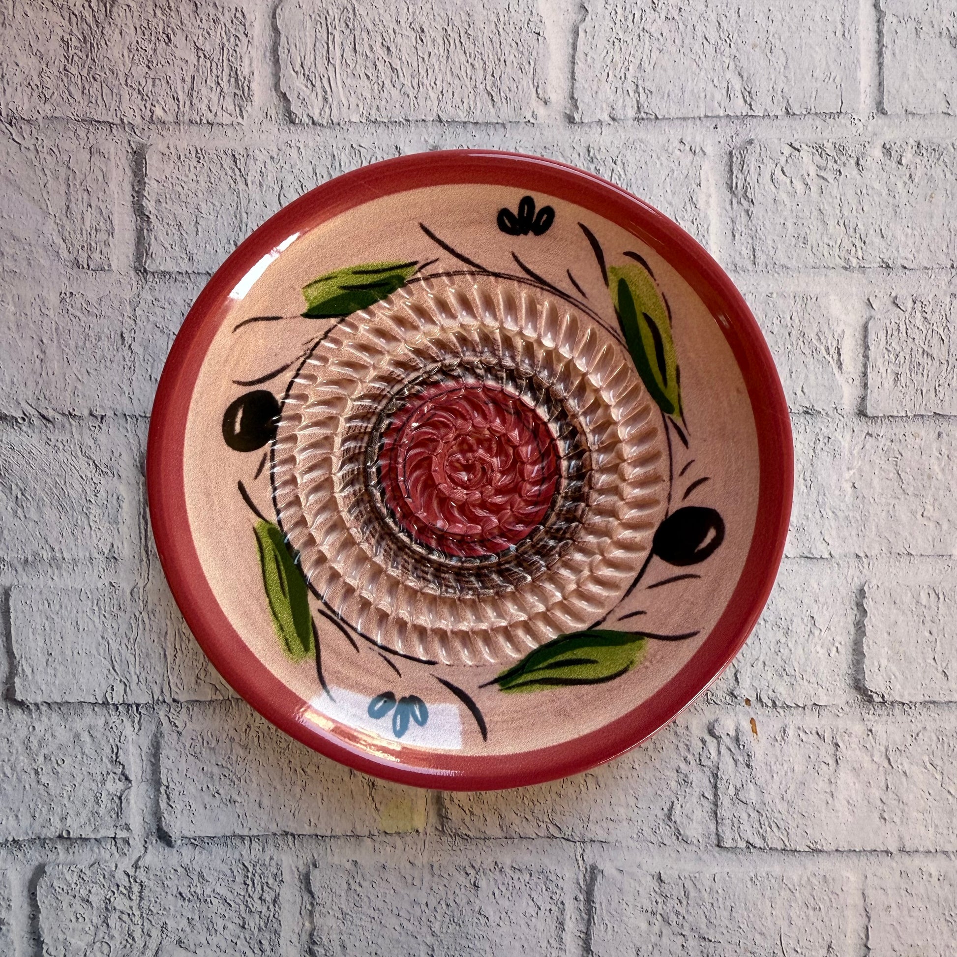 Handmade Ceramic Garlic, Ginger and Vegetable Grater Plate and with Brush (Optional), Garlic Grater Plate